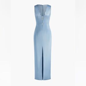 Commense Scalloped edge Blue Floor Length Dress